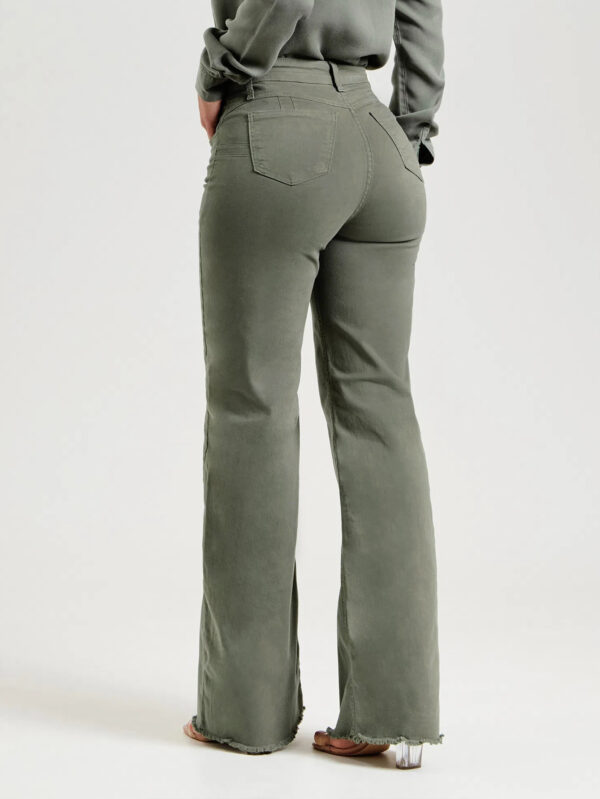 Slim Fit Stretch Fashion Solid Color Frayed Flared Pants - Image 9