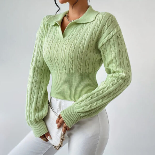 Women's Sweater Fashion Solid Color And V-neck - Image 3