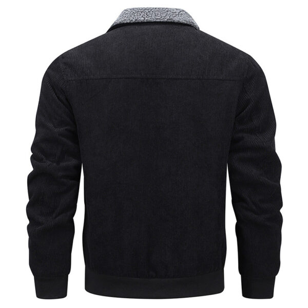 Winter Lapel Fleece Jacket With Pockets Warm Thicken Cotton Coat Men's Clothing - Image 5